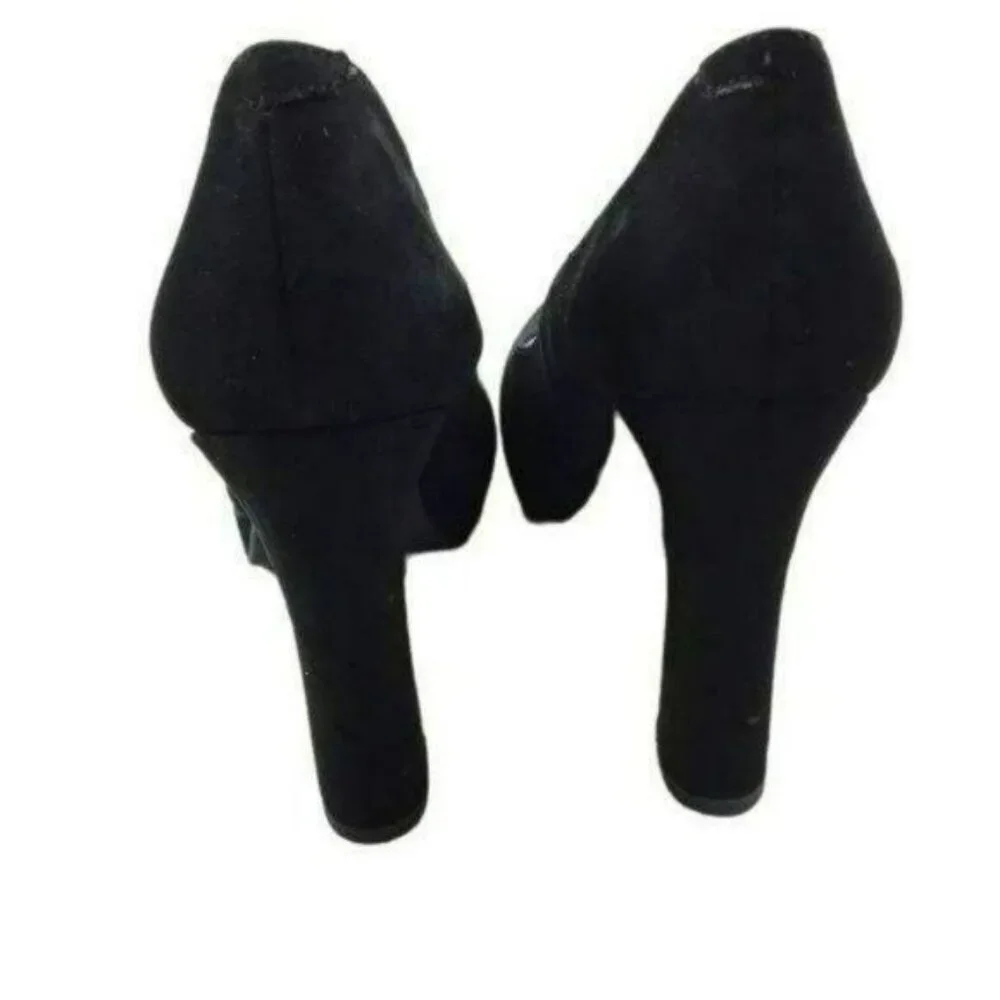 Unisa Size 9.5 Black Suede Leather Platform Chunky Heel Shoes